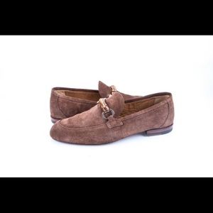 Gucci: Brown Horsebit Bamboo Suede Loafer Shoes